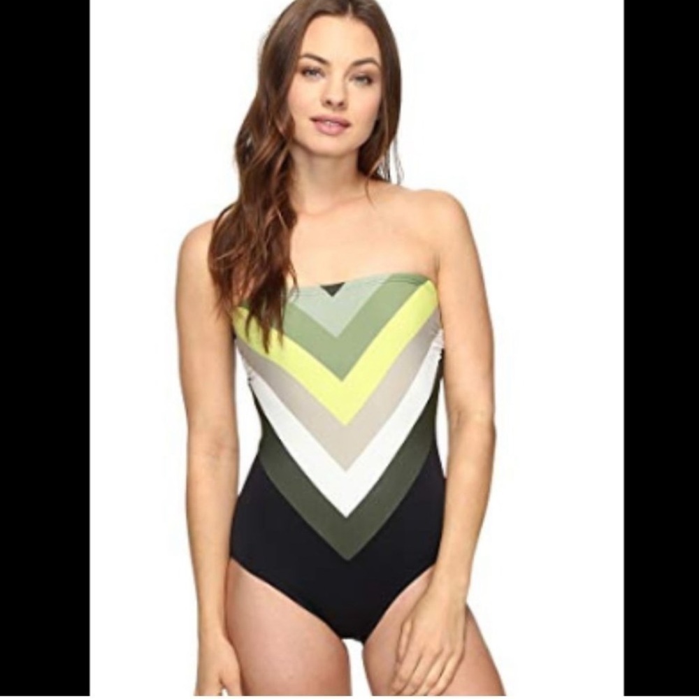 Vince Camuto one piece strapless tassel swimsuit size 10